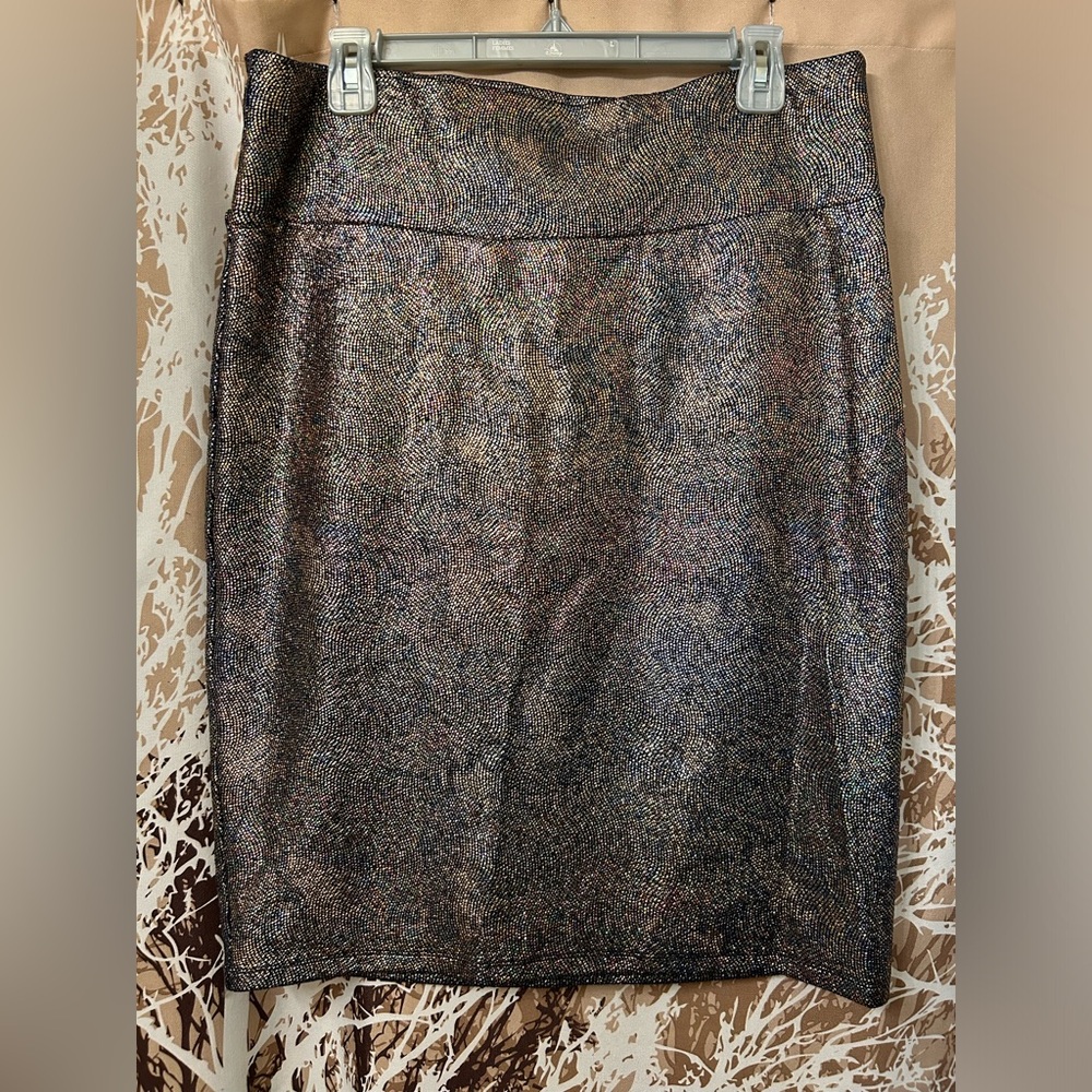 LuLaRoe XL Cassie Shimmering Multi-Colored Pencil Skirt